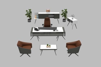 RİO Beyaz yönetici masa takımı - Koca Ofis Mobilya